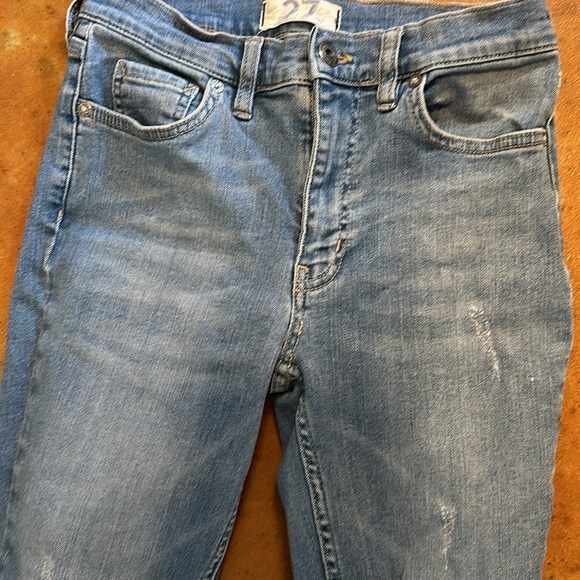 We The Free distressed and fringe hem Jean. Size 27. Waist flat 13”. Rise 9”. - Picture 4 of 8